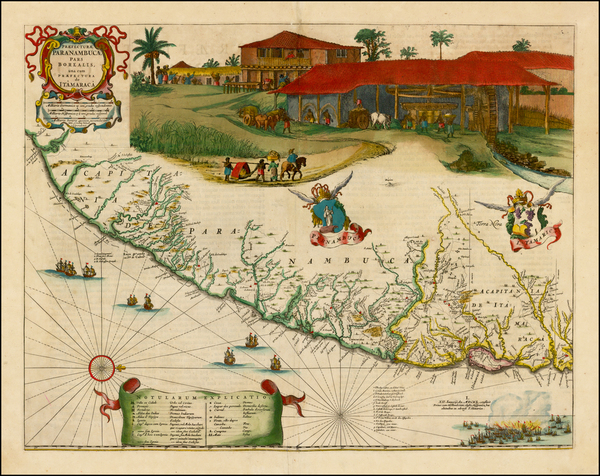 74-Brazil Map By Gaspar Barleus / Johannes Blaeu