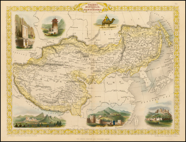 59-China, India, Central Asia & Caucasus and Russia in Asia Map By John Tallis