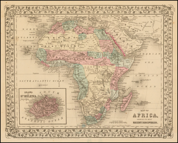 44-Africa and Africa Map By Samuel Augustus Mitchell Jr.