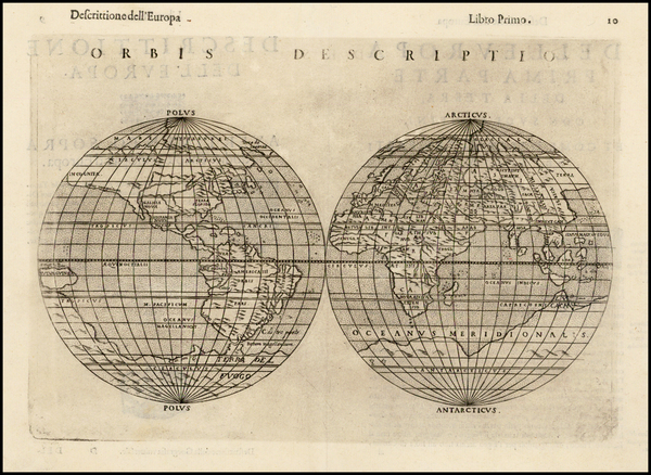 34-World and World Map By Girolamo Ruscelli