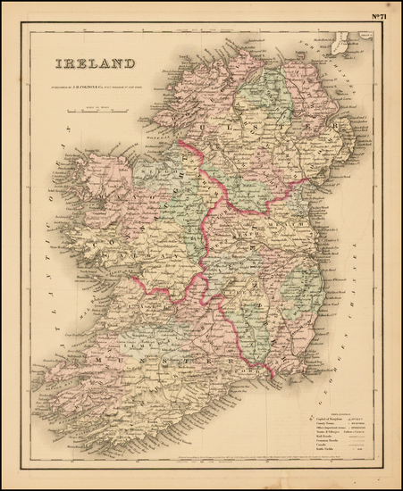 61-Ireland Map By Joseph Hutchins Colton