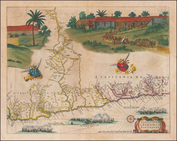 17-Brazil Map By Gaspar Barleus / Johannes Blaeu