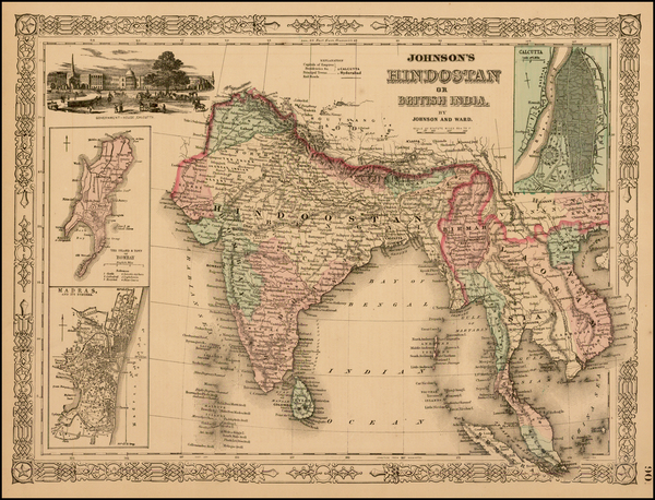 10-India and Southeast Asia Map By Benjamin P Ward  &  Alvin Jewett Johnson