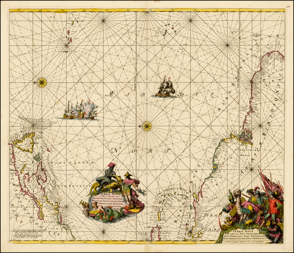 60-Atlantic Ocean, Caribbean, Brazil and Canada Map By Frederick De Wit