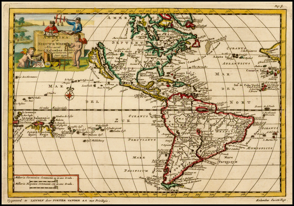 70-South America and America Map By Pieter van der Aa