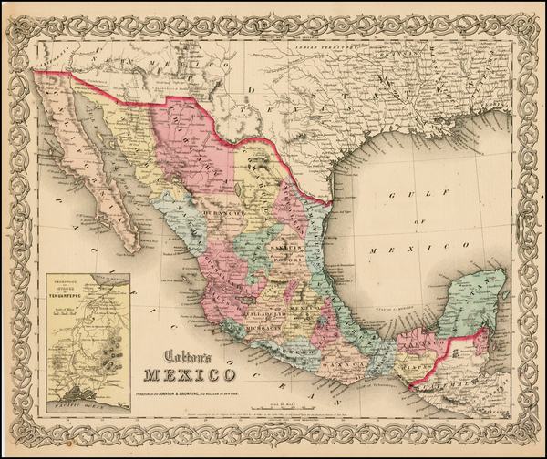 94-Mexico Map By Joseph Hutchins Colton