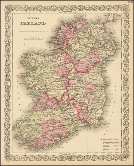 45-Ireland Map By Joseph Hutchins Colton