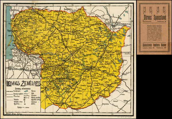 19-Baltic Countries Map By Lietuvos valstybes spaustuves litografija