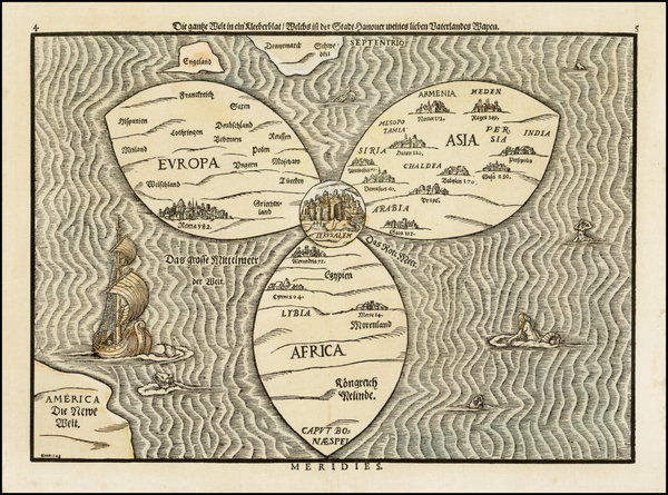 83-World, World, Holy Land and Curiosities Map By Heinrich Buenting