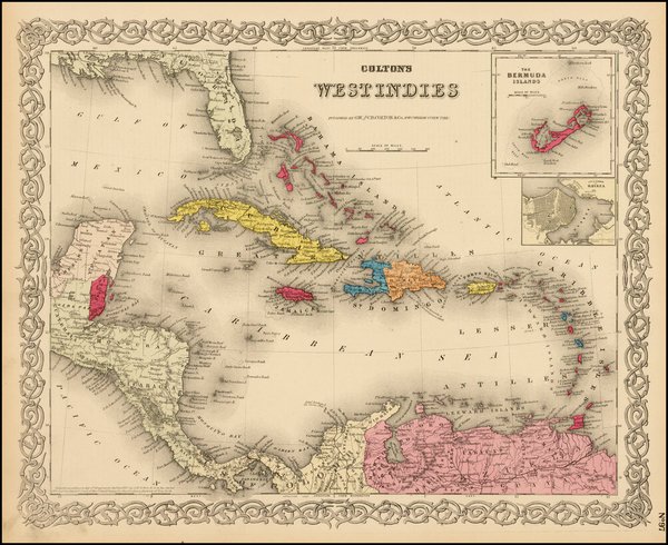 7-Caribbean, Central America and South America Map By Joseph Hutchins Colton