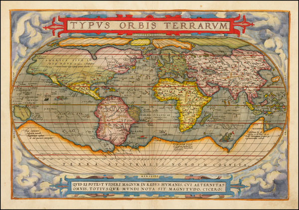 75-World and World Map By Abraham Ortelius