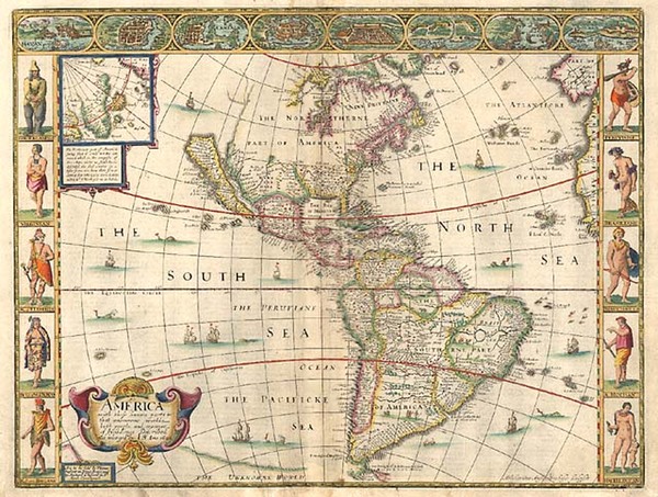 92-South America and America Map By John Speed