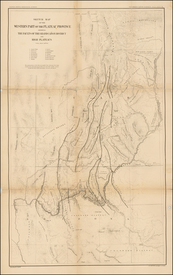 98-Arizona, Utah and Utah Map By Clarence E. Dutton