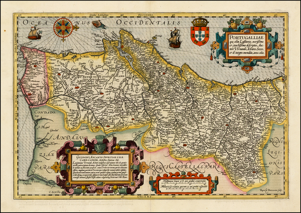 99-Portugal Map By Jodocus Hondius