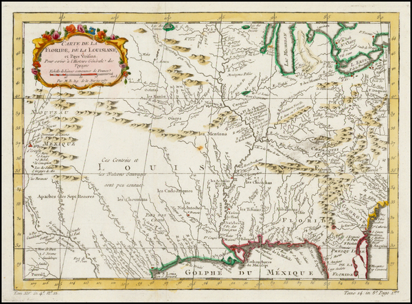 81-South, Southeast, Texas, Midwest, Plains and Southwest Map By Jacques Nicolas Bellin