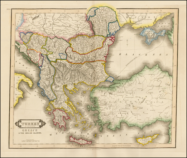 72-Balkans, Turkey, Turkey & Asia Minor, Balearic Islands and Greece Map By Daniel Lizars