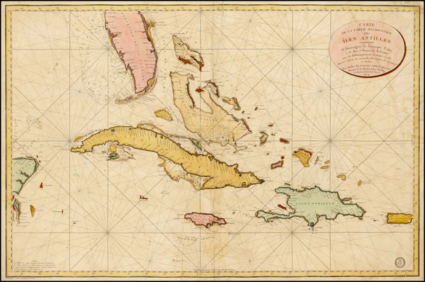 78-Florida and Caribbean Map By Depot de la Guerre