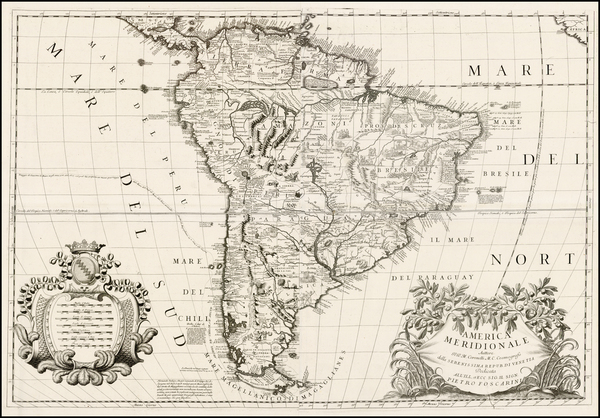 82-South America and Brazil Map By Vincenzo Maria Coronelli