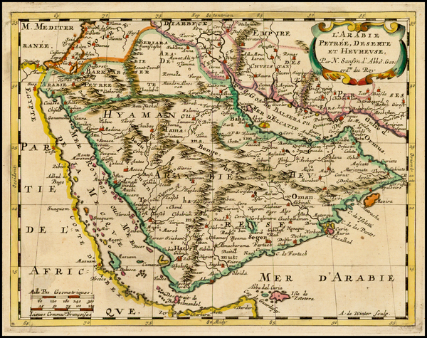 96-Middle East Map By Nicolas Sanson