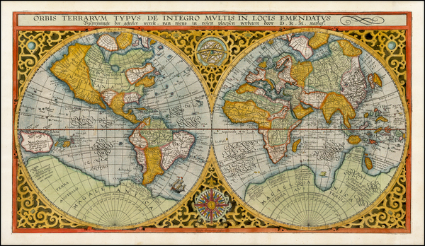 80-World and World Map By Petrus Plancius