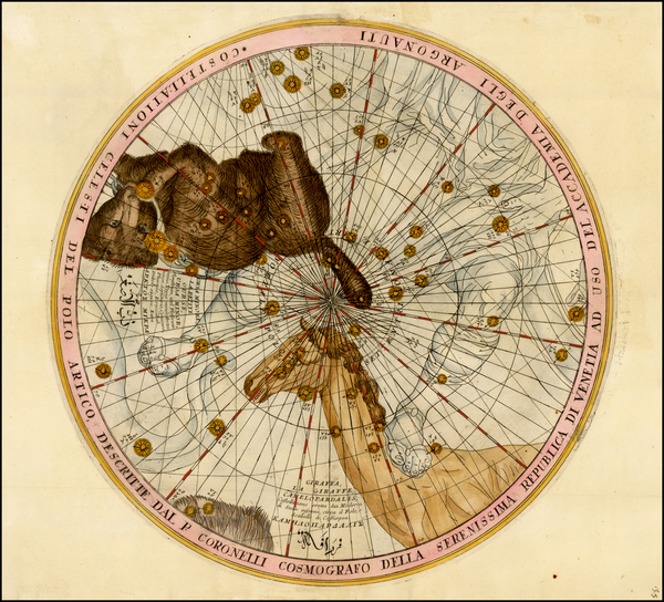 37-Celestial Maps Map By Vincenzo Maria Coronelli