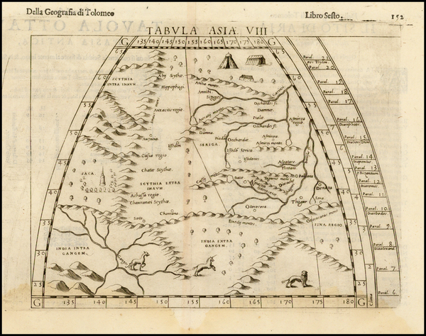 57-India and Central Asia & Caucasus Map By Girolamo Ruscelli