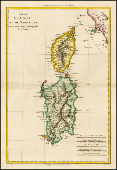 93-France, Italy, Mediterranean and Balearic Islands Map By Rigobert Bonne