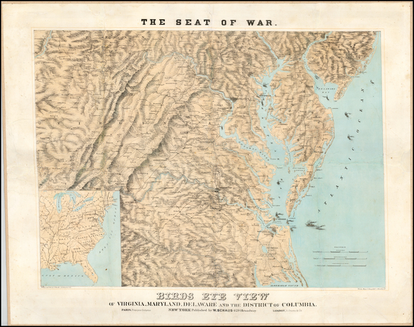 6-Mid-Atlantic, Southeast and Virginia Map By J. Schedler / Sarony, Major & Knapp
