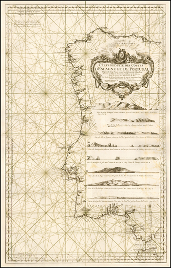 71-Spain and Portugal Map By Jacques Nicolas Bellin