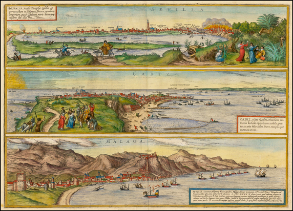 18-Spain Map By Georg Braun  &  Frans Hogenberg