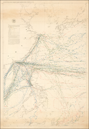 29-China, Japan, Korea, Southeast Asia and Philippines Map By Matthew Fontaine Maury