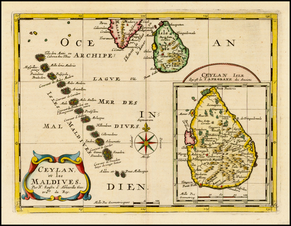 81-India and Other Islands Map By Nicolas Sanson