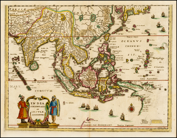 7-China, India, Southeast Asia, Philippines and Oceania Map By Matthaus Merian