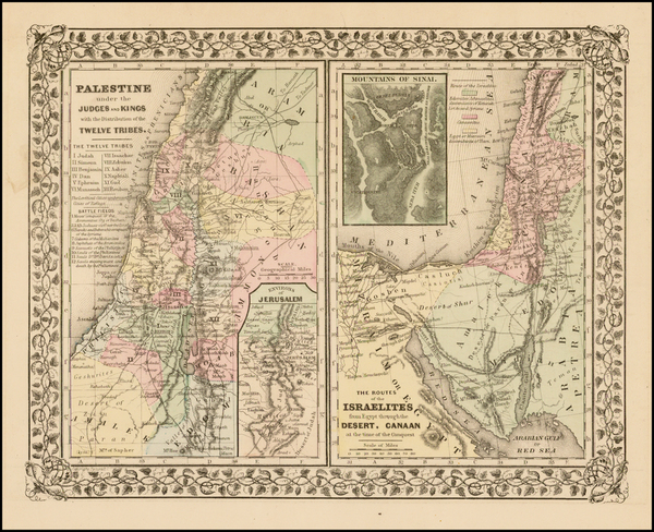 75-Holy Land Map By Samuel Augustus Mitchell Jr.