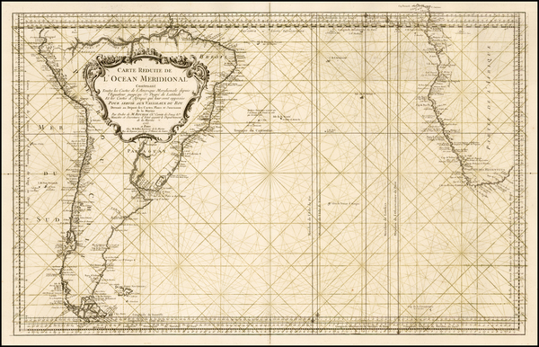 39-Atlantic Ocean, South America, Africa and South Africa Map By Jacques Nicolas Bellin