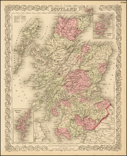 45-Scotland Map By Joseph Hutchins Colton