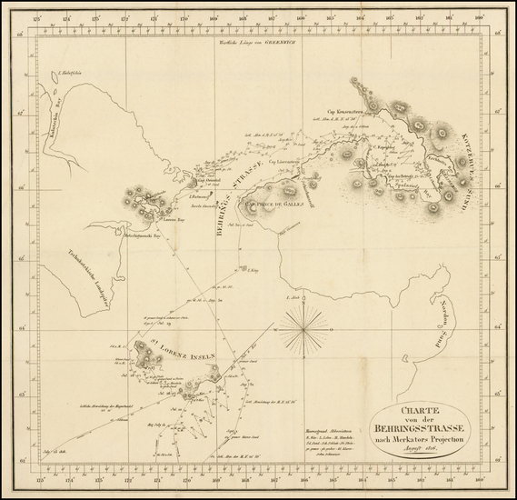 90-Alaska and Russia in Asia Map By Otto Von Kotzebue