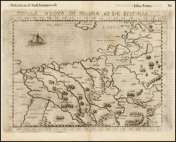 43-Poland, Baltic Countries and Germany Map By Girolamo Ruscelli