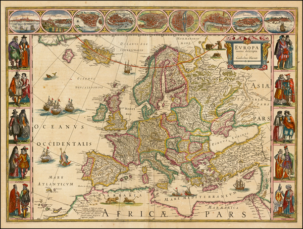 55-Europe and Europe Map By Willem Janszoon Blaeu