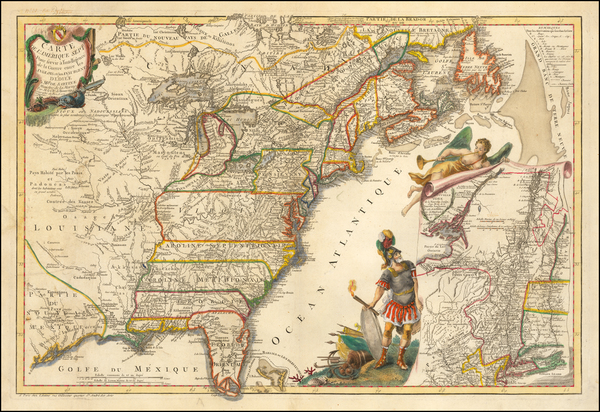 65-United States, New England, Mid-Atlantic, Southeast, Midwest and North America Map By Jean de B