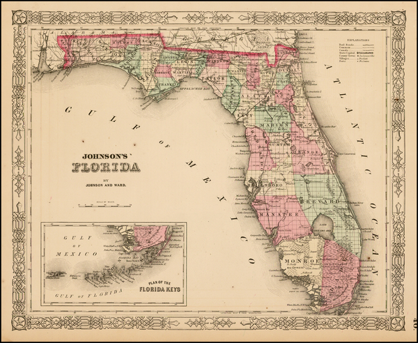 8-Florida Map By Benjamin P Ward  &  Alvin Jewett Johnson
