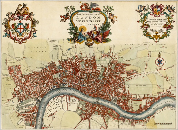 63-British Isles and London Map By John Strype