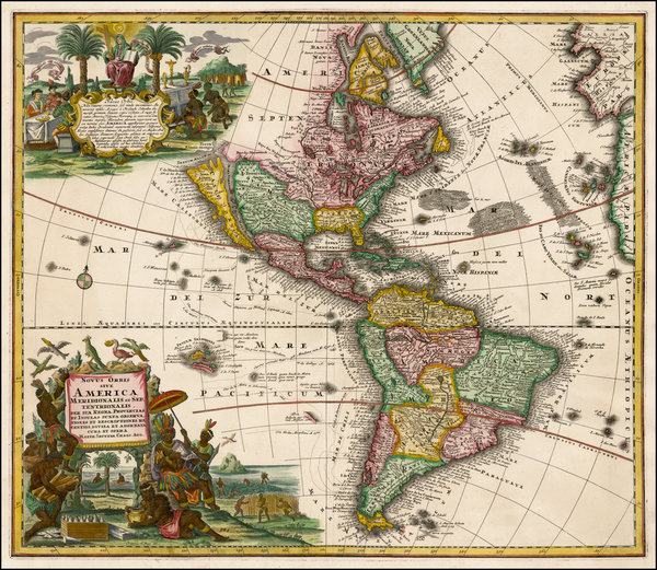 29-Western Hemisphere, South America and America Map By Matthaus Seutter