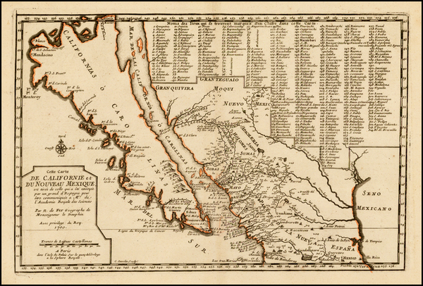 69-Baja California and California Map By Nicolas de Fer