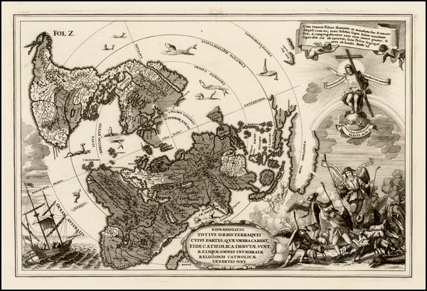 37-World, World, Northern Hemisphere and Polar Maps Map By Heinrich Scherer