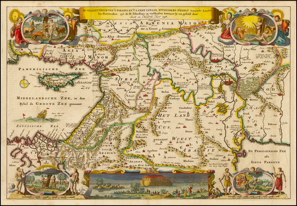 29-Cyprus, Middle East and Holy Land Map By Hendrick Keur