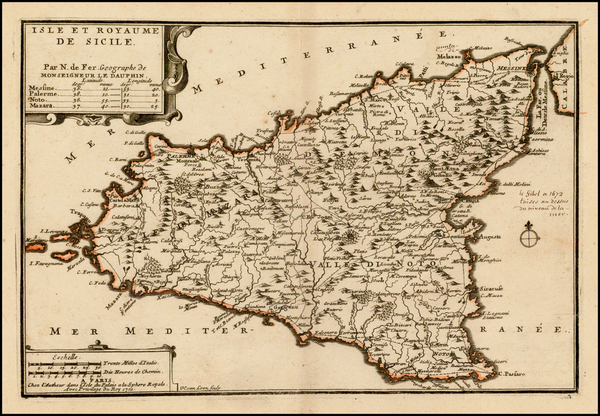 52-Italy, Sicily and Balearic Islands Map By Nicolas de Fer