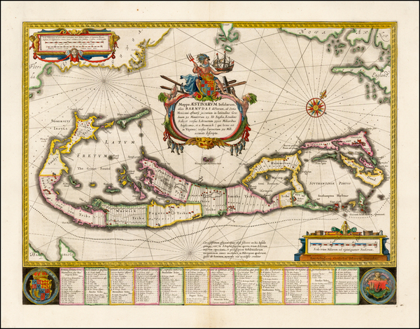 100-Atlantic Ocean and Caribbean Map By Willem Janszoon Blaeu