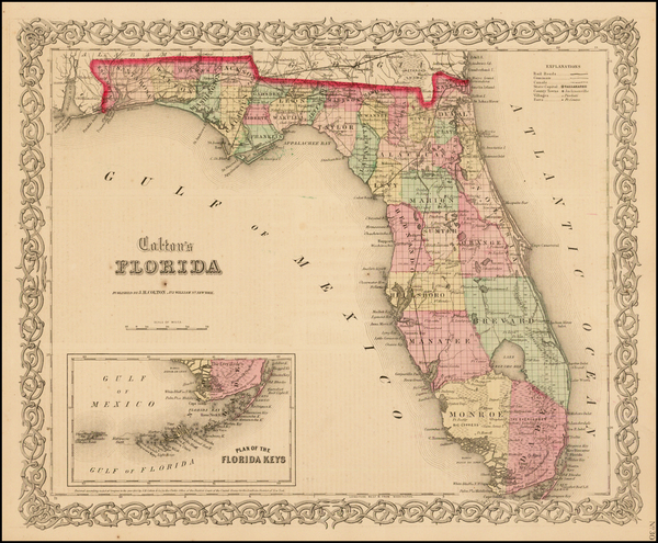 2-Florida Map By G.W.  & C.B. Colton