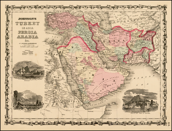 82-Middle East and Turkey & Asia Minor Map By Alvin Jewett Johnson  &  Ross C. Browning